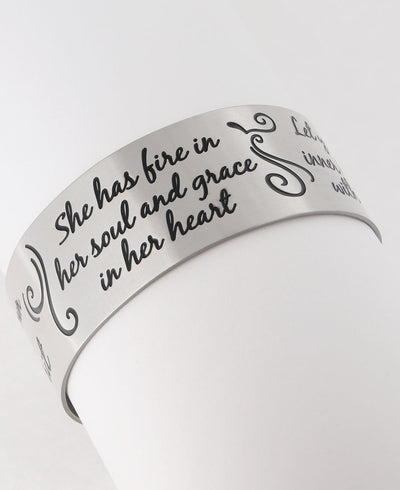 She has fire in her soul and grace in her heart inspirational bracelet