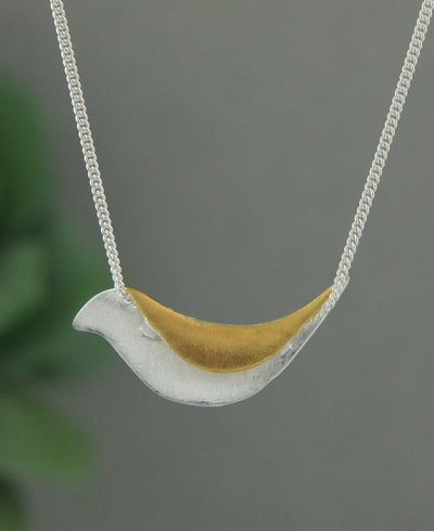 Silver and Gold Bird Necklace