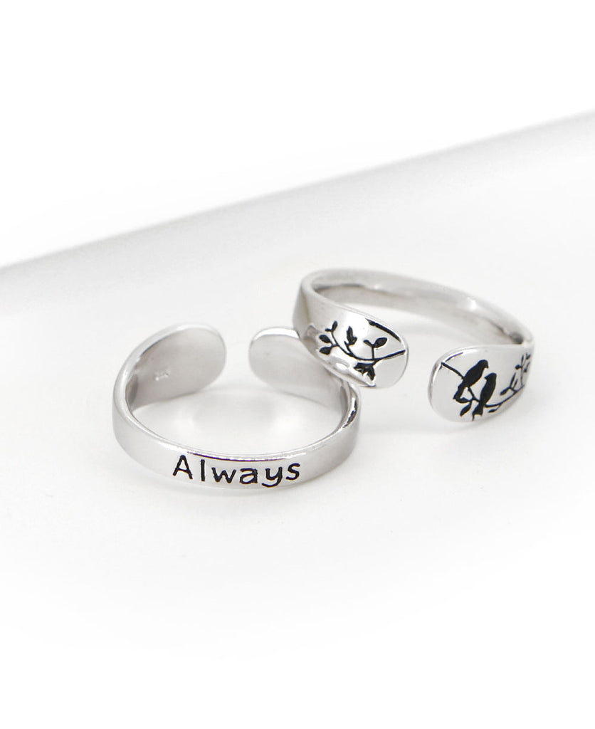 Friendship Rings,Partner Ring From 925er Silver Rhodium Plated Diamond-Cut  | eBay