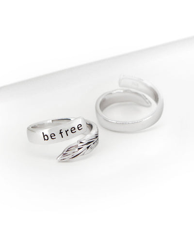 Be Free Feather Silver Ring