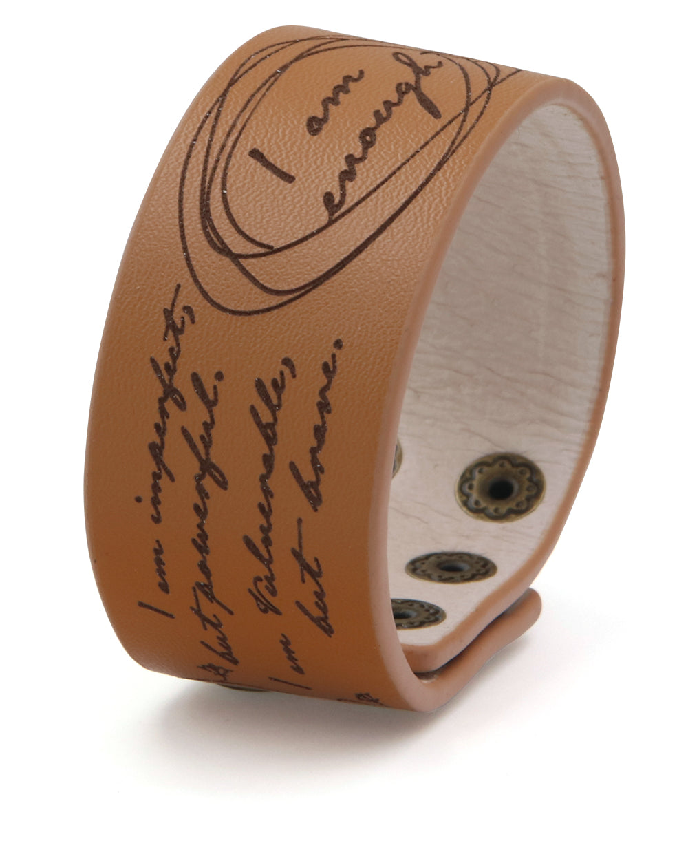 I Am Enough Leather Inspirational Bracelet Vera Viva
